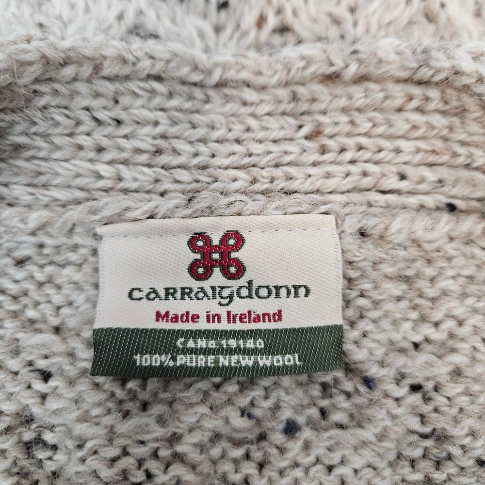 Vintage Carraig Donn Aran Fisherman Flecked Cable Knit Wool Sweater Vest Large - Picture 8 of 9